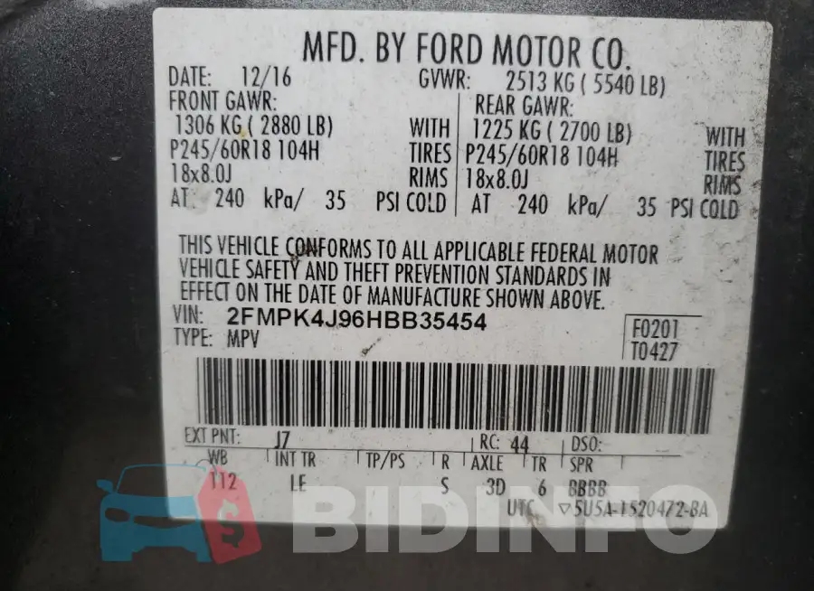 2FMPK4J96HBB35454 Photo# 13