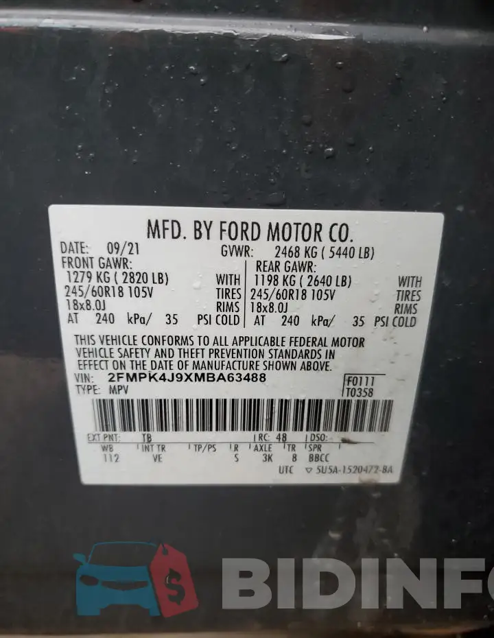 2FMPK4J9XMBA63488 Photo# 14