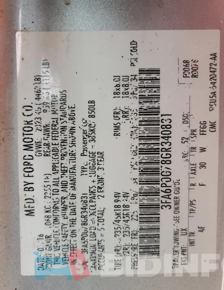 3FA6P0G78GR340831 Photo# 12