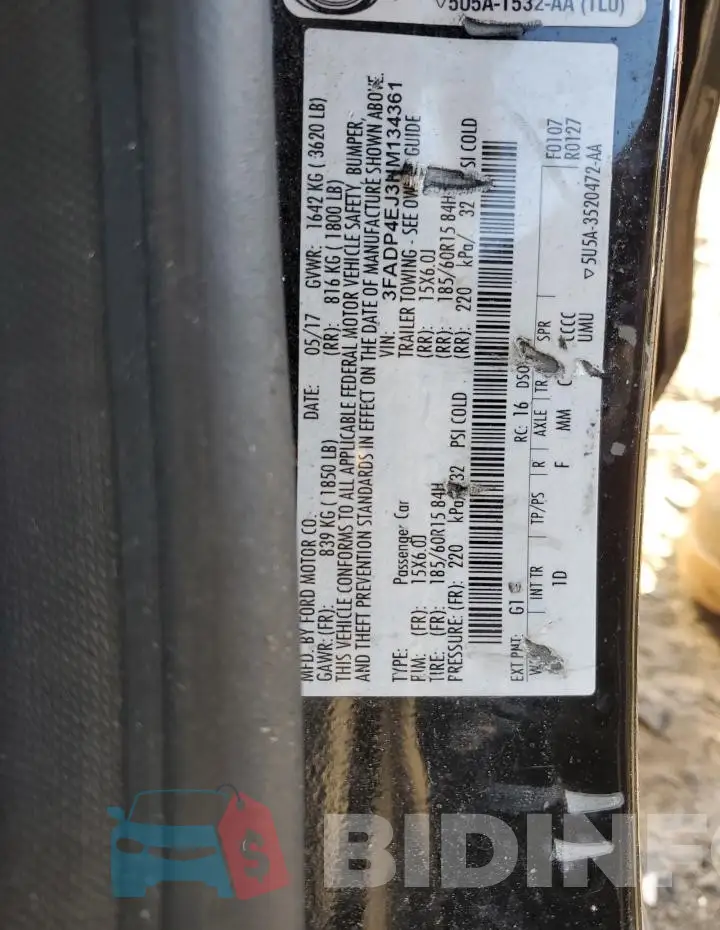 3FADP4EJ3HM134361 Photo# 12