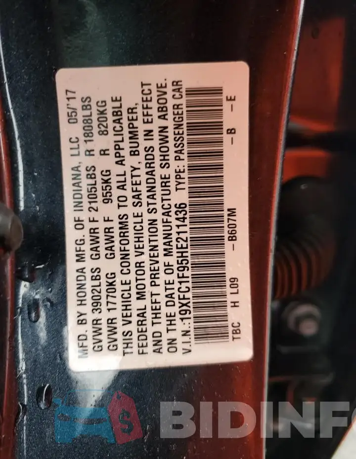 19XFC1F95HE211436 Photo# 12