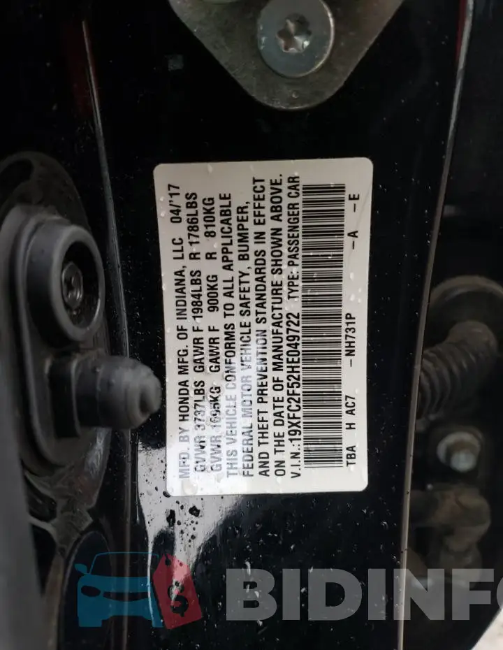 19XFC2F52HE049722 Photo# 12