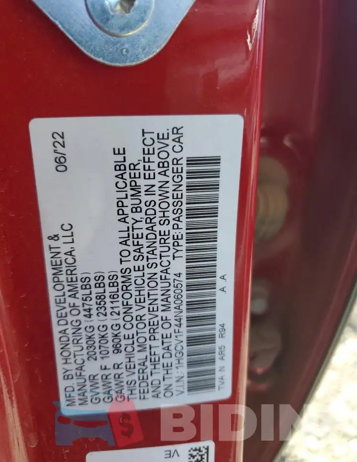 1HGCV1F44NA060574 Photo# 12