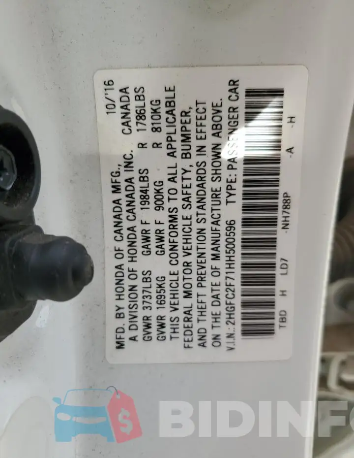 2HGFC2F71HH500596 Photo# 12