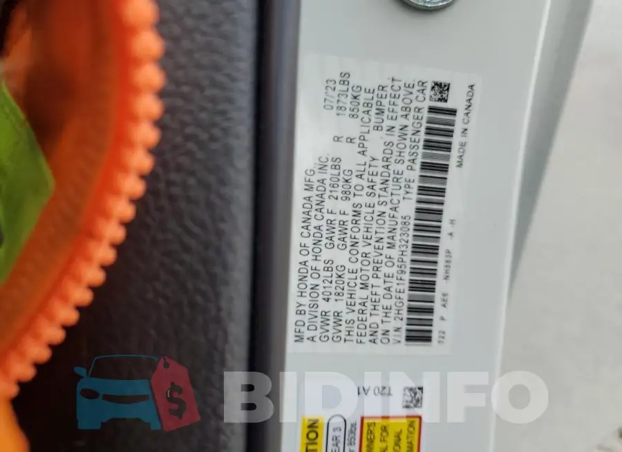 2HGFE1F95PH323085 Photo# 12