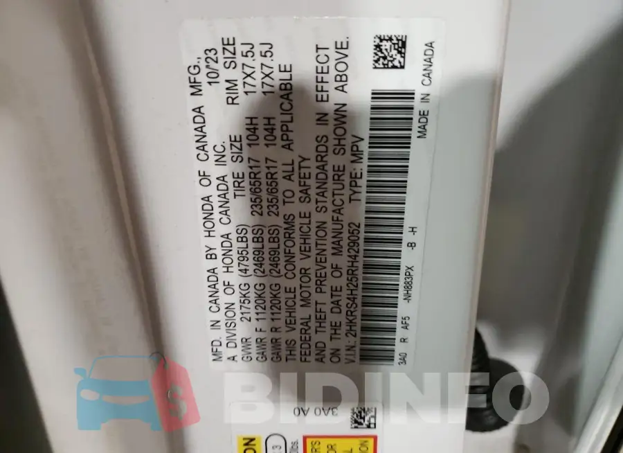 2HKRS4H25RH429052 Photo# 13