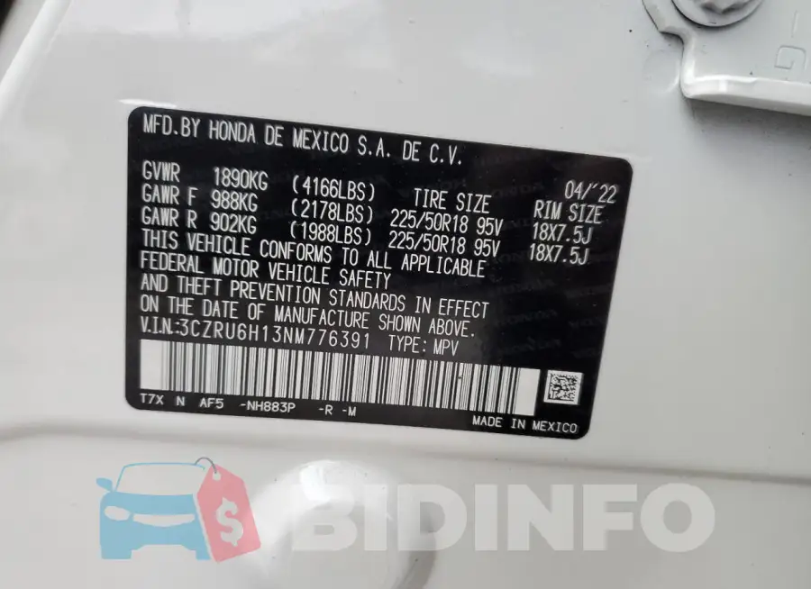 3CZRU6H13NM776391 Photo# 14