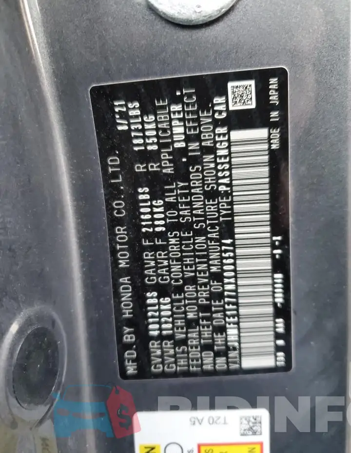 JHMFE1F77NX006574 Photo# 12