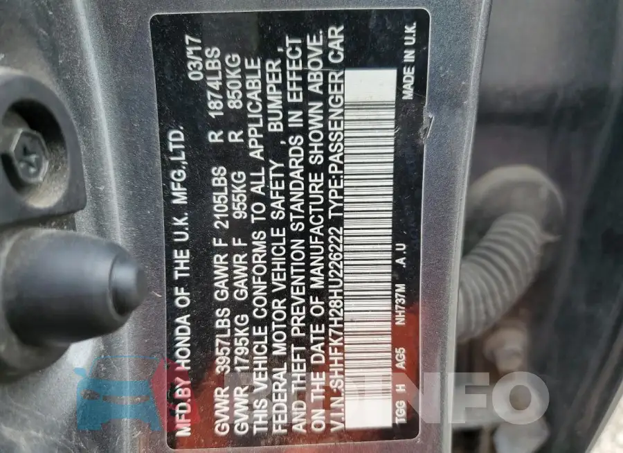 SHHFK7H28HU226222 Photo# 12