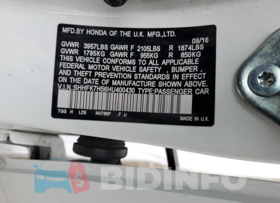SHHFK7H56HU400430 Photo# 13