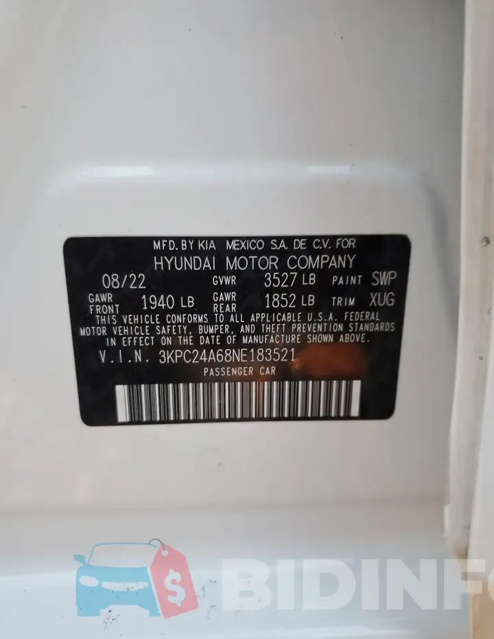 3KPC24A68NE183521 Photo# 12