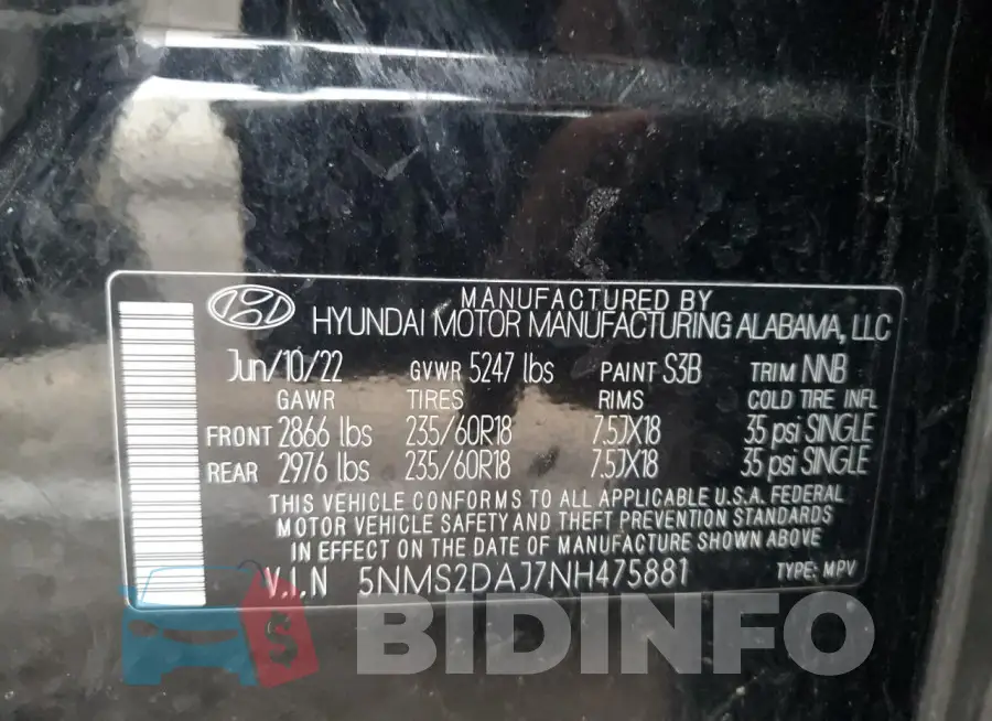 5NMS2DAJ7NH475881 Photo# 13