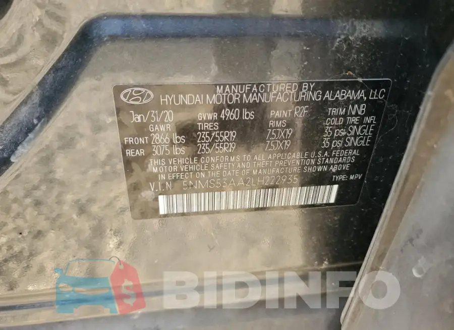 5NMS53AA2LH222935 Photo# 13