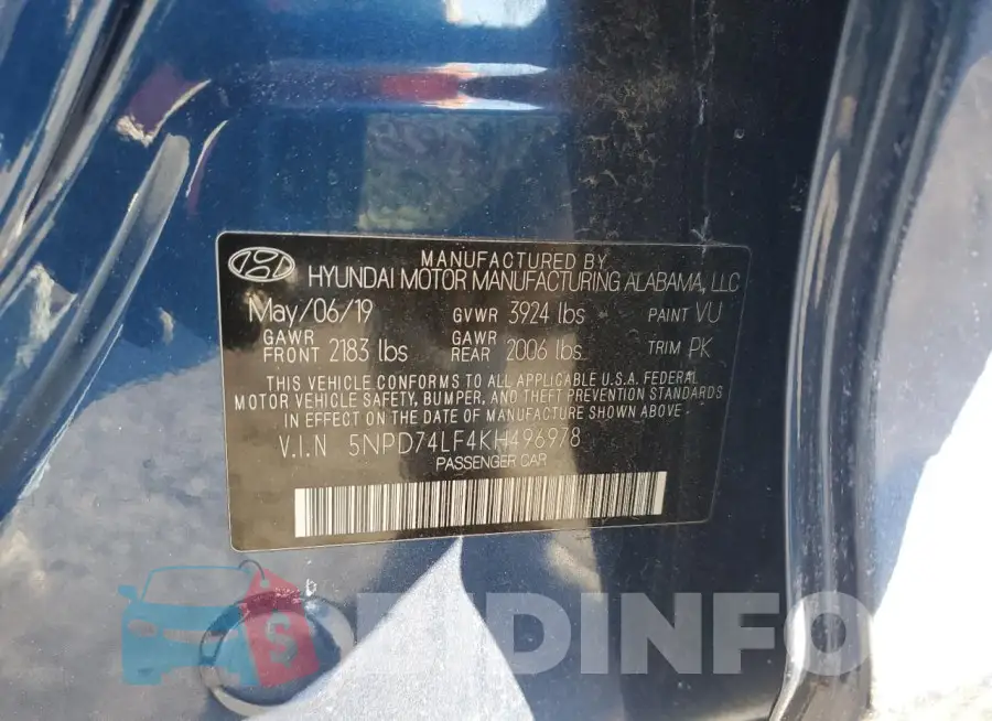 5NPD74LF4KH496978 Photo# 12