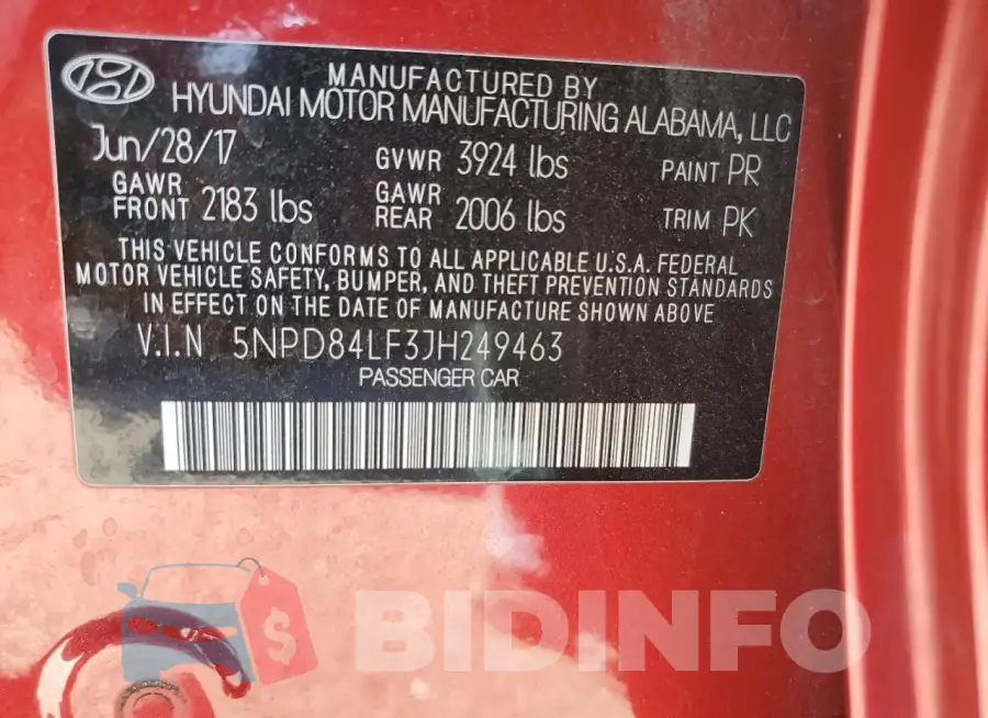 5NPD84LF3JH249463 Photo# 12