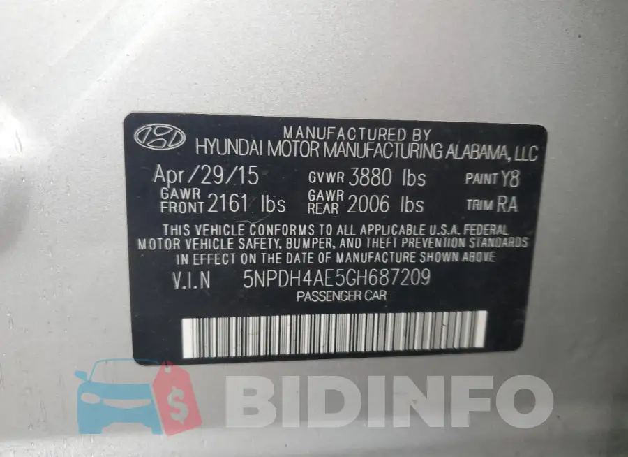 5NPDH4AE5GH687209 Photo# 12