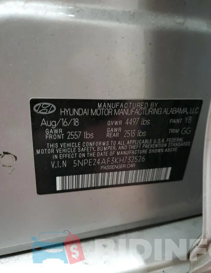 5NPE24AF3KH732526 Photo# 12