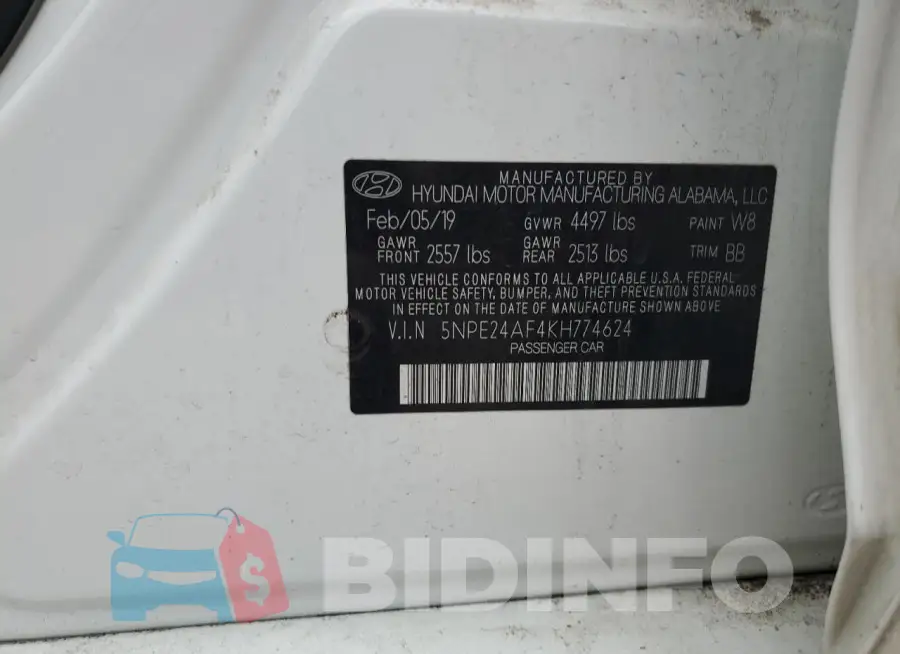 5NPE24AF4KH774624 Photo# 13