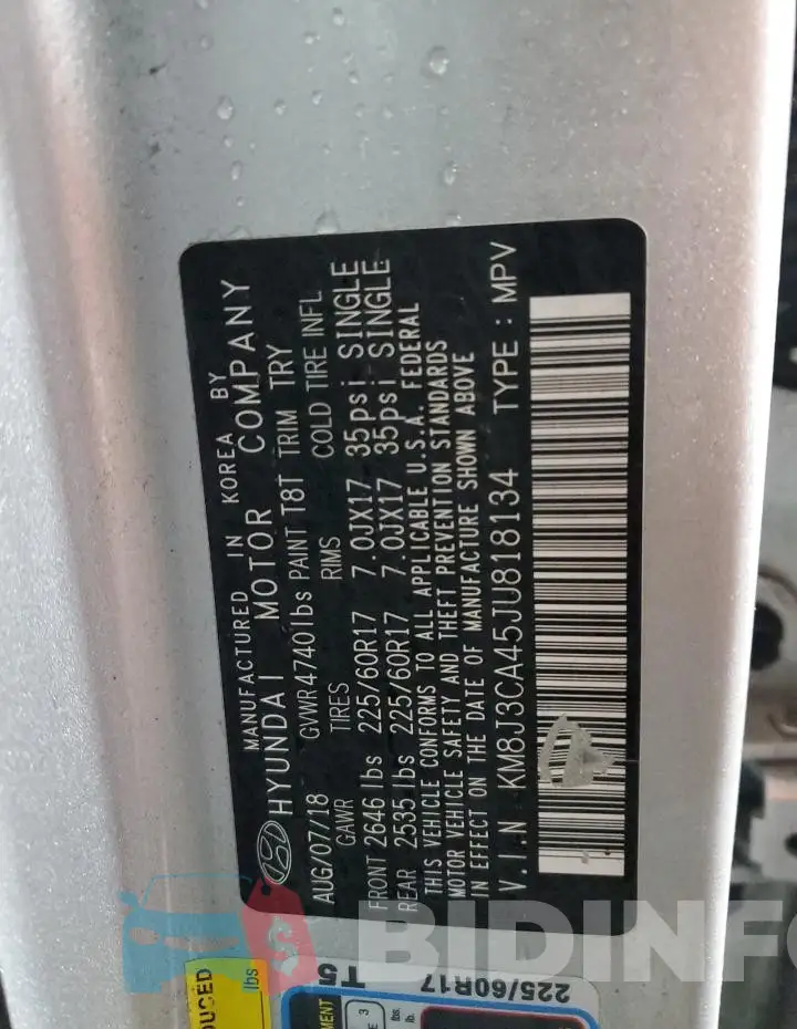 KM8J3CA45JU818134 Photo# 13