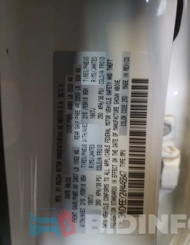 3MVDMBEY2NM446847 Photo# 12