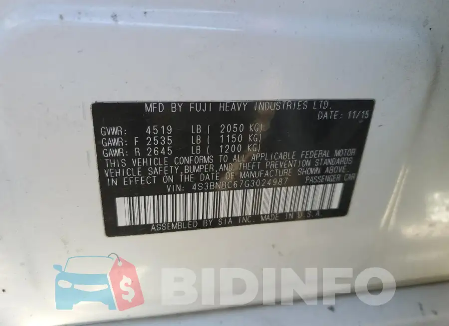 4S3BNBC67G3024987 Photo# 12