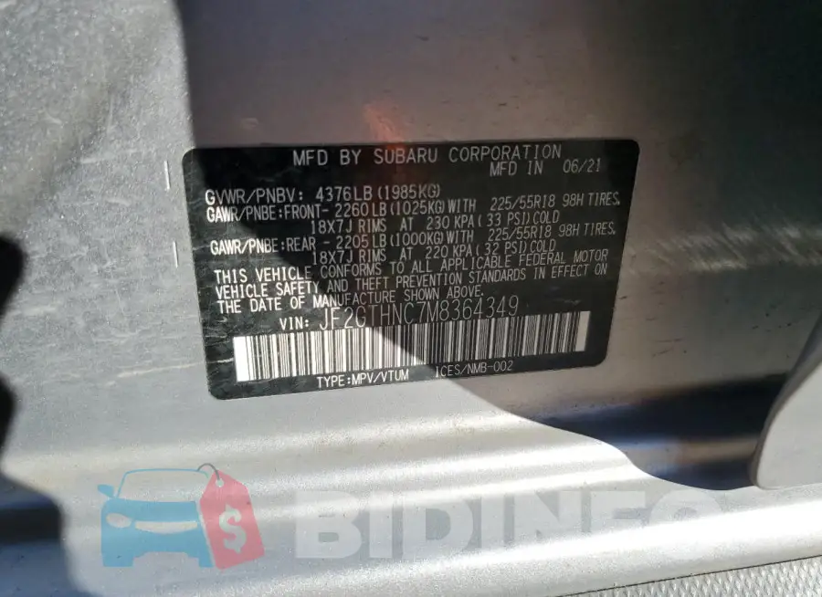 JF2GTHNC7M8364349 Photo# 12