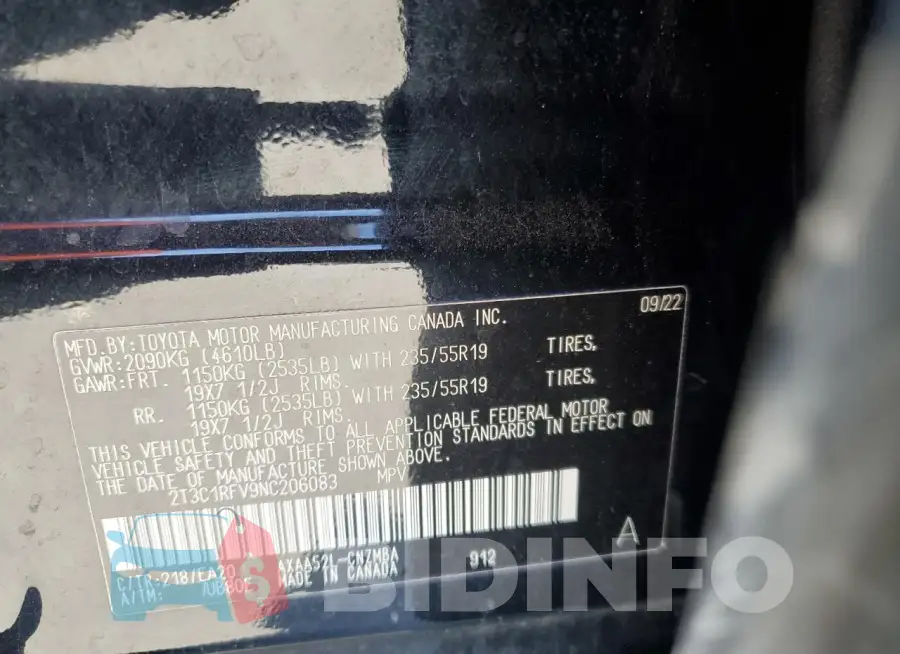 2T3C1RFV9NC206083 Photo# 12