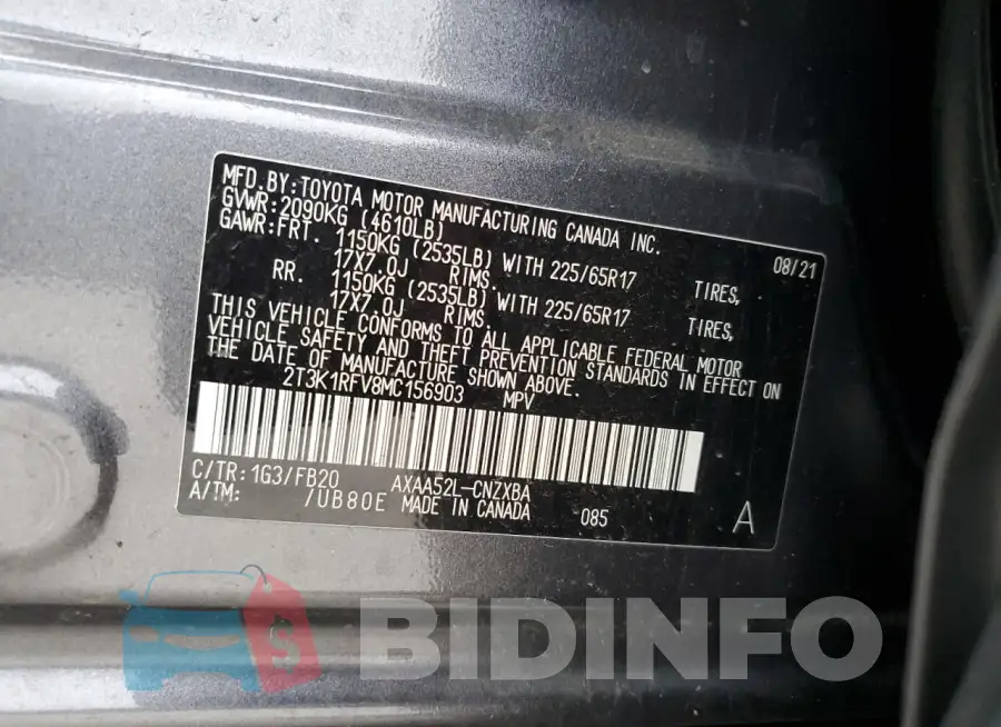 2T3K1RFV8MC156903 Photo# 13