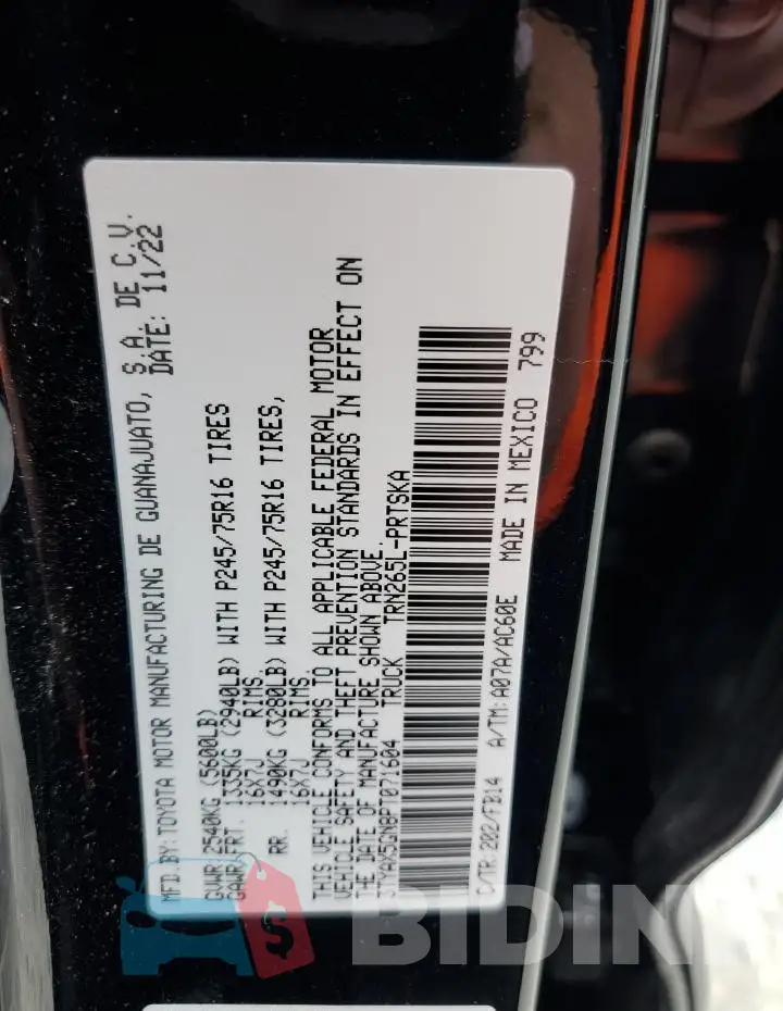 3TYAX5GN8PT071604 Photo# 13