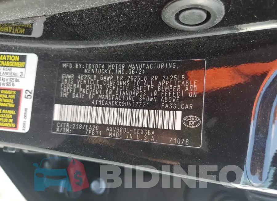 4T1DAACKXSU517721 Photo# 12