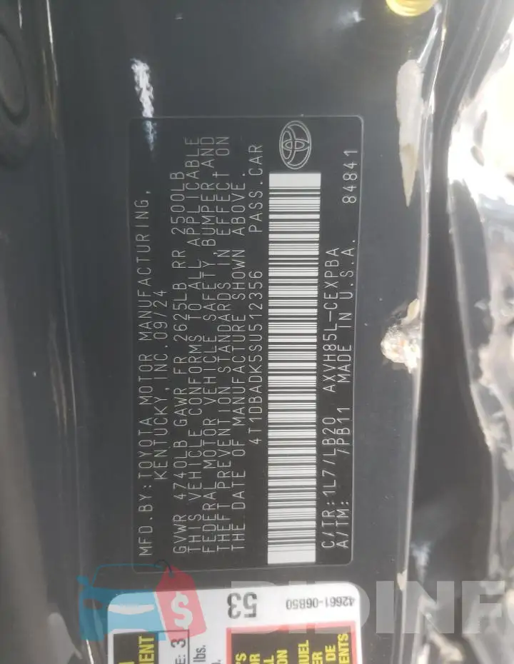 4T1DBADK5SU512356 Photo# 12