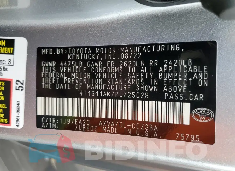 4T1G11AK7PU725028 Photo# 12