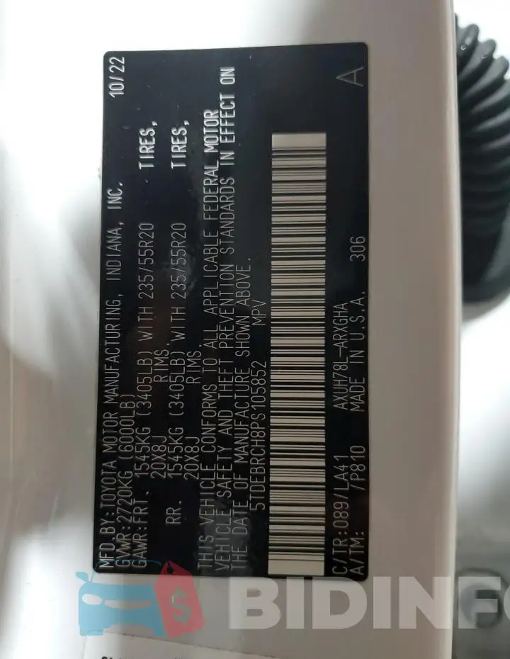 5TDEBRCH8PS105852 Photo# 13