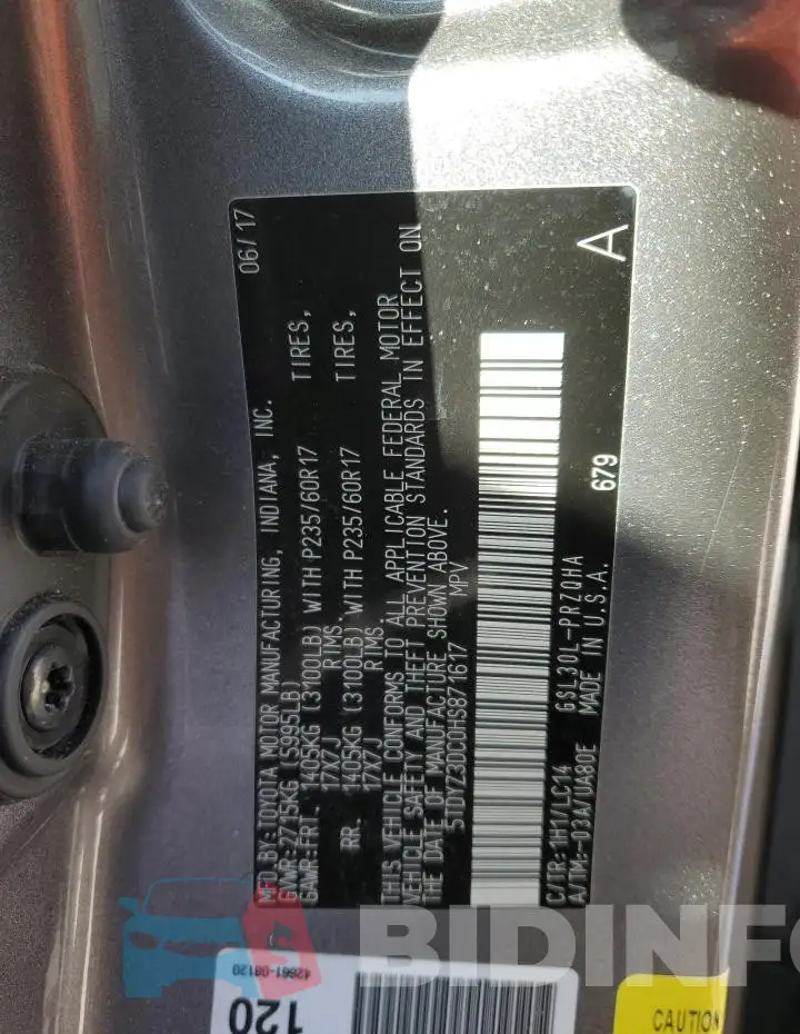 5TDYZ3DC0HS871617 Photo# 14