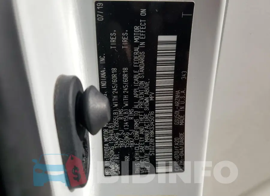 5TDZZRFH8KS345016 Photo# 13