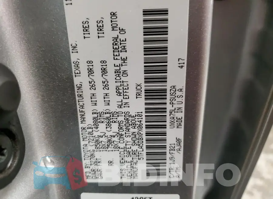 5TFLA5DBXPX064101 Photo# 12