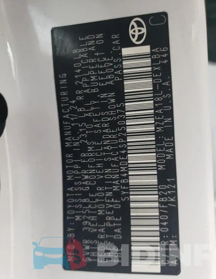 5YFB4MDE4SP250375 Photo# 13