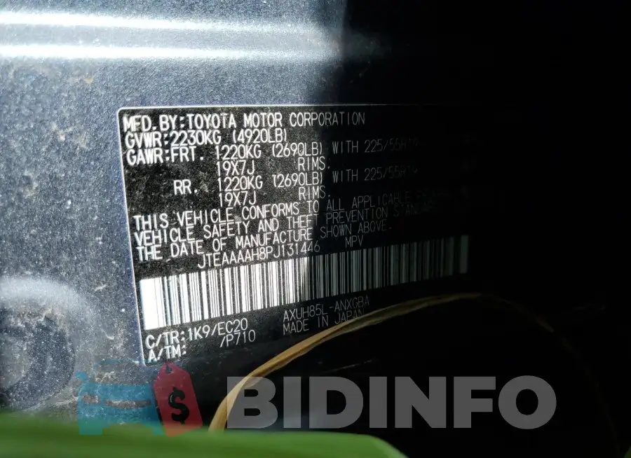 JTEAAAAH8PJ131446 Photo# 13