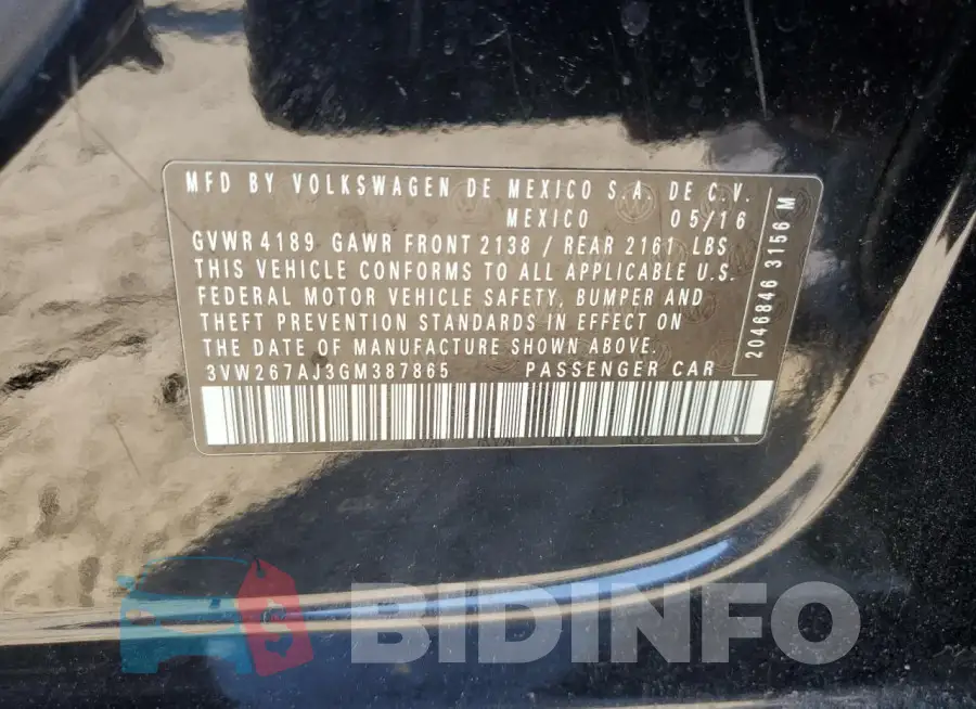 3VW267AJ3GM387865 Photo# 12
