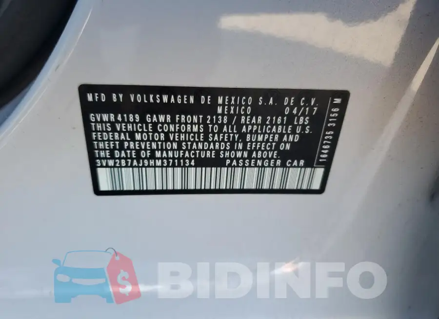 3VW2B7AJ9HM371134 Photo# 12