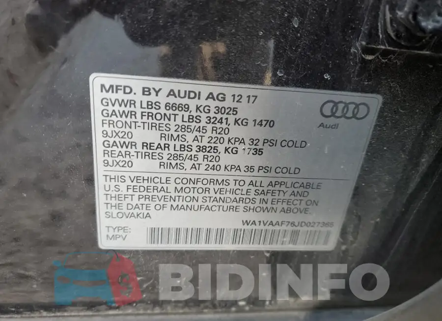 WA1VAAF76JD027365 Photo# 13