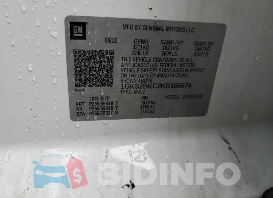1GKS2BKC2KR166674 Photo# 13