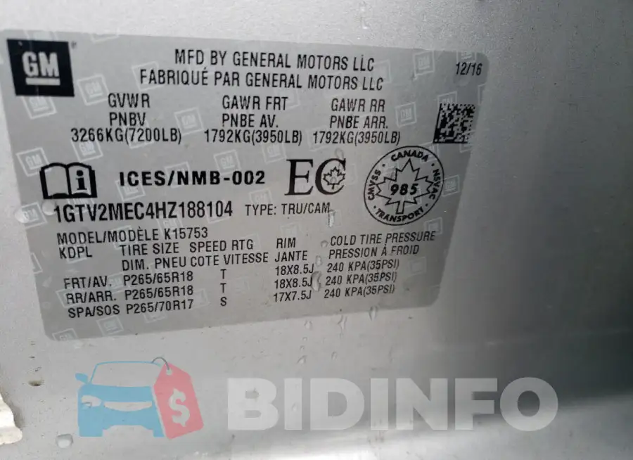 1GTV2MEC4HZ188104 Photo# 13