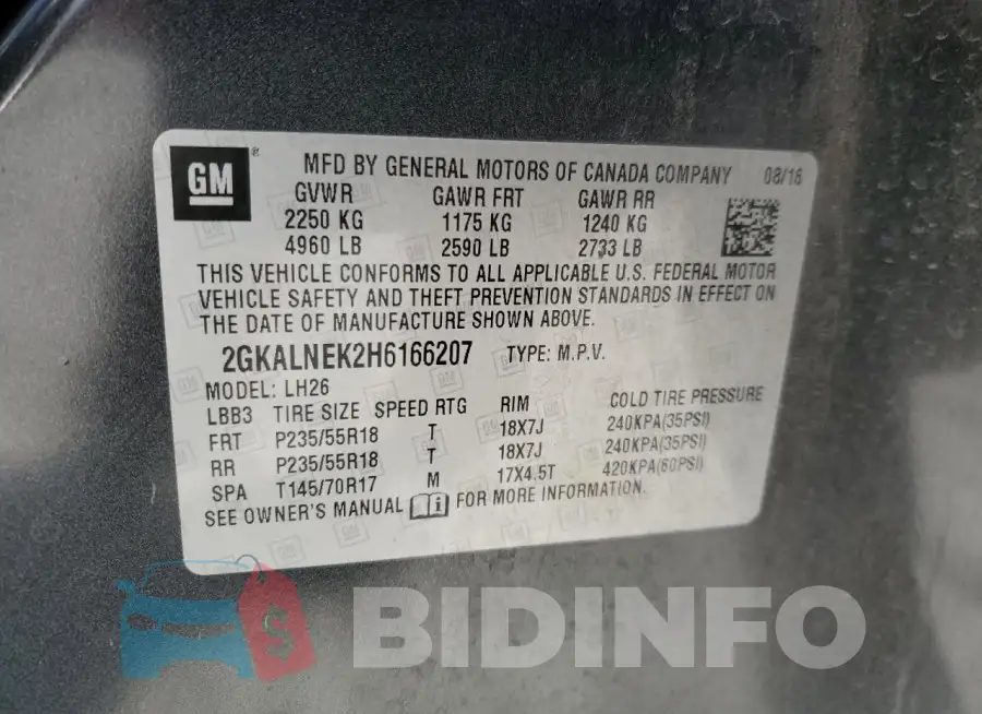 2GKALNEK2H6166207 Photo# 14