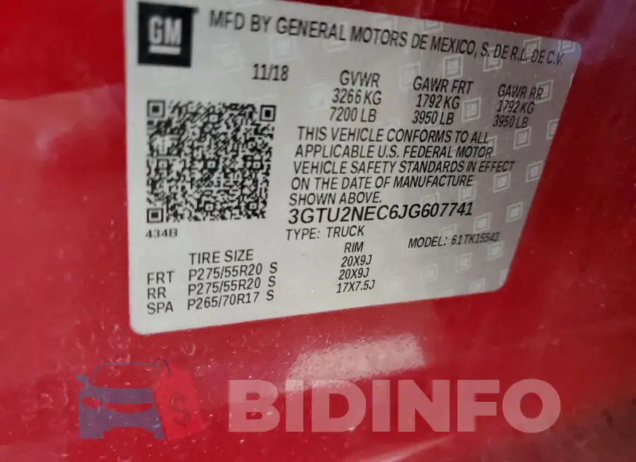 3GTU2NEC6JG607741 Photo# 13