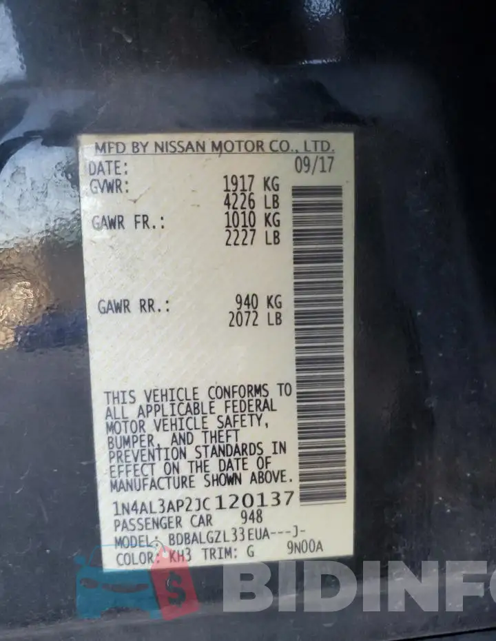 1N4AL3AP2JC120137 Photo# 12