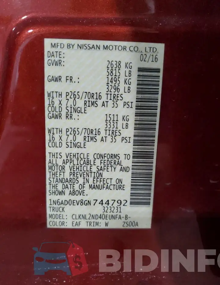 1N6AD0EV8GN744792 Photo# 13