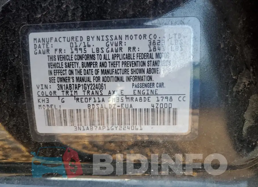 3N1AB7AP1GY224061 Photo# 13