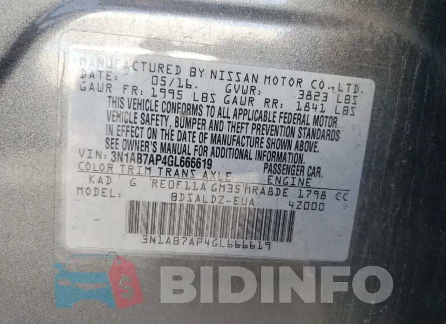 3N1AB7AP4GL666619 Photo# 13