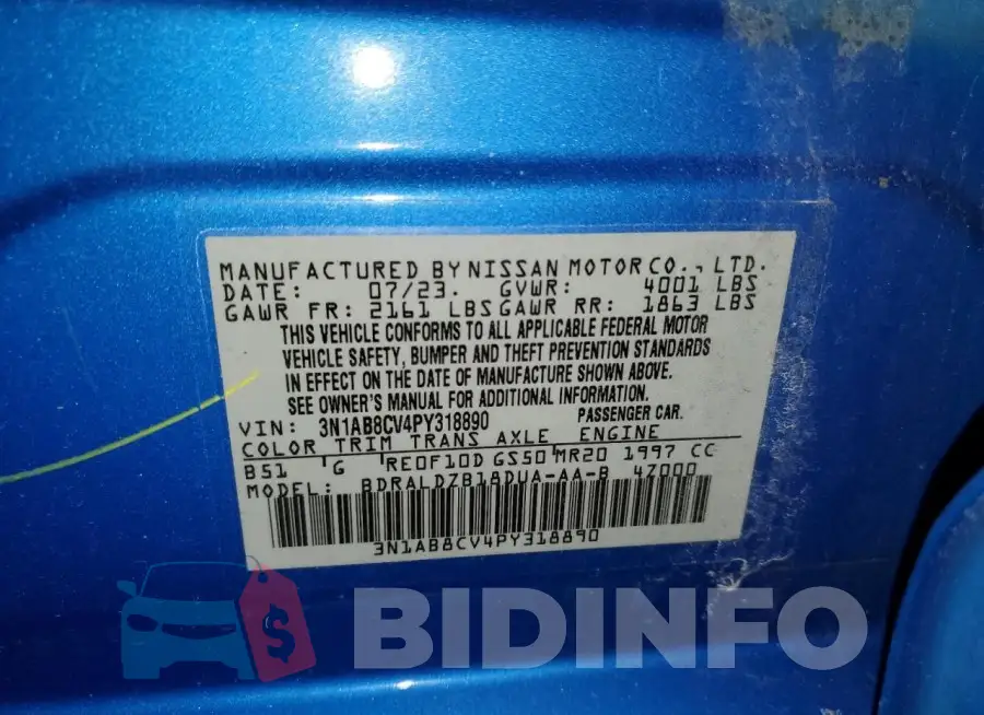 3N1AB8CV4PY318890 Photo# 12
